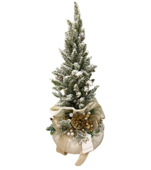 SACCOCCIO IN VELLUTO BIANCO CON ALBERELLO 60 CM